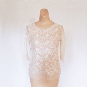 🔥 lace top Cream blouse